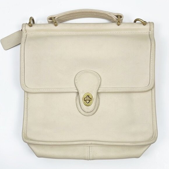 RARE Vintage Coach Willis Bone Cream 9927 USA Leather Crossbody Bag (NO strap) - Picture 1 of 16